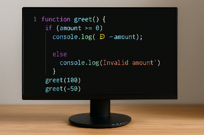 Screen with dummy javascript code